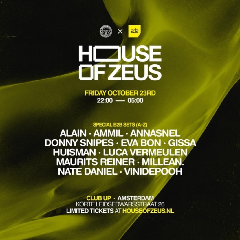 HOUSE OF ZEUS | ADE at Club Up, Fri 23 Oct
